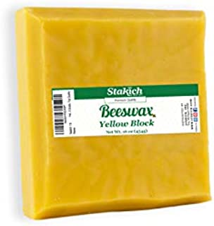 Stakich Yellow Beeswax Block - Natural, Triple Filtered - 1 Pound