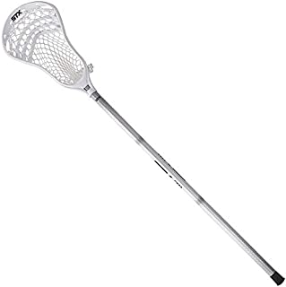 STX Lacrosse Stallion 200 Boys Complete Stick with Mesh Pocket, Attack/Midfielder, White