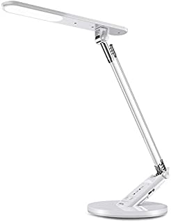 LED Desk Lamp,JUKSTG Eye-Caring Table Lamp,Adjustable Desk Light,Home Office Lamps with USB Charging Port,7 Brightness Levels 4 Lighting Modes,Blue Light Filter,Touch Control,14W Reading Lamp,Silver