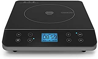 CRUX Countertop Induction Burner, Portable Electric Hot Plate, Smart Touch LCD Display, Hassle-Free Temperature Control and Adjustable Timer with Auto Shut Off, Black