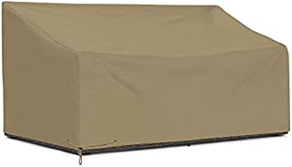 SunPatio Outdoor Loveseat Cover, Patio Heavy Duty Waterproof Deep Sofa Cover with Sealed Seam, Patio Furniture Cover, 80''L x 39''W x 32''/22''H, FadeStop Material, All Weather Protection, Taupe