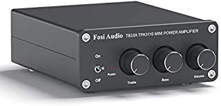 2 Channel Stereo Audio Amplifier Receiver Mini Hi-Fi Class D Integrated Amp 2.0CH for Home Speakers 100W x 2 with Bass and Treble Control TPA3116(with Power Supply) - Fosi Audio TB10A