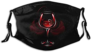 Wineglass Of Red Wine Face Mask, Washable Reusable Scarf Fashion Dustproof Balaclavas With 2 Filters For Men Women Adults