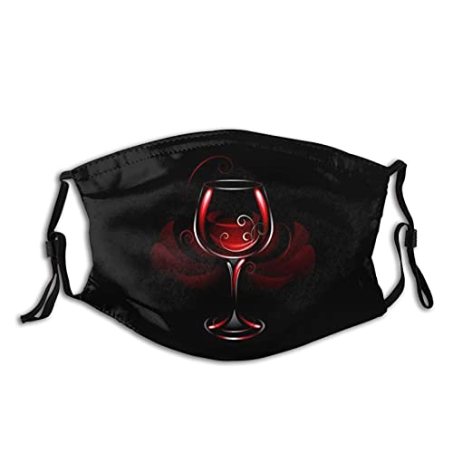 Wineglass Of Red Wine Face Mask, Washable Reusable Scarf Fashion Dustproof Balaclavas With 2 Filters For Men Women Adults