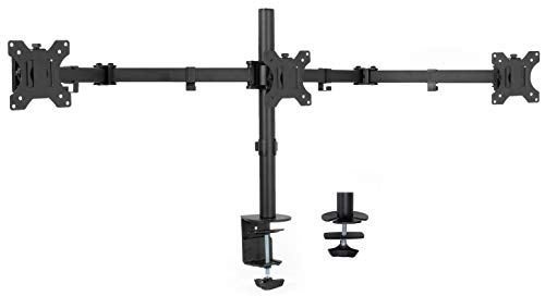 VIVO Black Triple Monitor Adjustable Desk Mount, Articulating Tri Stand Holds 3 Screens up to 24 inches STAND-V003Y