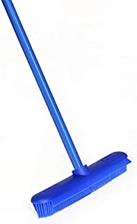 ElectroSilk Silicone Bristle Push Broom Carpet Rake Squeegee for Dust, Human and Pet Hair Remover, Multi-Tool Mop for Floor Cleaning, Adjustable Handle Up to 64 in Long, Cat Dog Fur Cleaning Supplies