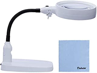 Delixike Large 10X Magnifying Lamp - Folding Design with 6 LED Lamp - Great Hands Free Desktop Magnifying Glass for Reading,Hobbies,Crafts,Workbench