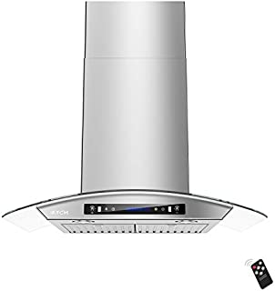 IKTCH 30-inch Wall Mount Range Hood Tempered Glass 900 CFM, Kitchen Chimney Vent Stainless Steel with Gesture Sensing & Touch Control Switch Panel, 2 Pcs Adjustable Lights