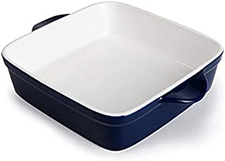 Sweese 514.103 Porcelain Baking Dish, 8 x 8 inch Baker, Square Brownie Pan with Double Handle, Navy