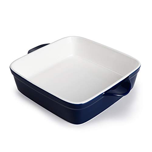 Sweese 514.103 Porcelain Baking Dish, 8 x 8 inch Baker, Square Brownie Pan with Double Handle, Navy