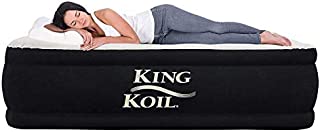 King Koil Twin Air Mattress with Built-in Pump - Double High Elevated Raised Airbed for Guests with Comfortable Top ONLY Bed with 1-Year Manufacturer Guarantee Included