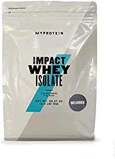 Myprotein® Impact Whey Isolate Protein Powder, Gluten Free Protein Powder, Muscle Mass Protein Powder, Dietary Supplement for Weight Loss, GMO & Soy Free, Whey Protein Powder , Unflavored, 2.2 Lbs