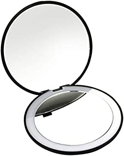 Best Travel Mirror- 10X Magnifying Mirror with Light- Small Compact Mirror for Pocket- Portable LED Lighted Makeup Mirror, Foldable Travel Mirror 1X & 10X Magnification