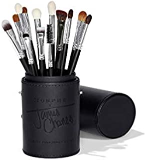 Morphe x James Charles Eye Brush Set - Curated Set of 13 Full-Sized Eye Brushes for Creating Colorful, Blended Looks On-The-Go - Natural and Synthetic with a Custom Tubby