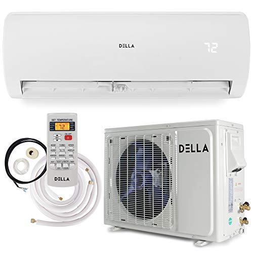 Della 18000 BTU Mini Split Air Conditioner Ductless Inverter System 17 SEER 208-230V with 1.5 Ton Heat Pump, Pre-Charged Condenser and Full Installation Accessories Kit AHRI