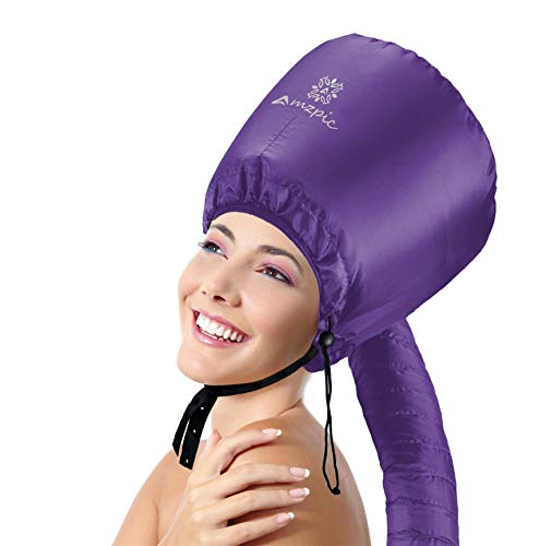 Bonnet Hood Hair Dryer Attachment - Soft, Adjustable Extra Large Bonnet Hair Dryer for Speeds Up Drying Time at Home, Easy to Use for Styling, Curling and Deep Conditioning (Purple)