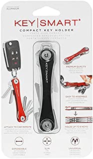 KeySmart - Compact Key Holder and Keychain Organizer - Smart and Lightweight Key Holder with Loop Piece Included Idea (up to 14 Keys, Black)