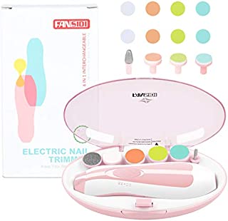 Baby Nail Trimmer Electric, Fansidi Baby Electric Nail File Baby Nail Clipper for Newborn or Toddler Toes and Fingernails - Girls and Boys Accessory - AA Battery Operated (Not Included) (Pink)