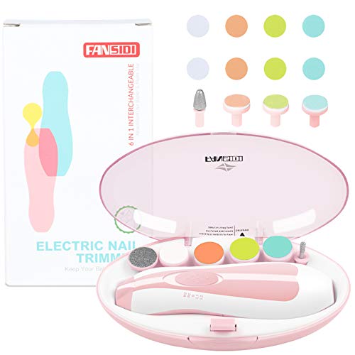 Baby Nail Trimmer Electric, Fansidi Baby Electric Nail File Baby Nail Clipper for Newborn or Toddler Toes and Fingernails - Girls and Boys Accessory - AA Battery Operated (Not Included) (Pink)