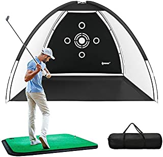 IPOW Golf Practice Net, 10x6.5ft Golf Hitting Training Aids Nets with Target and Carry Bag for Backyard Driving Chipping - Men Kids Indoor Outdoor Sports Game