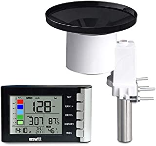 ECOWITT WH5360B High Precision Digital Rain Gauge Wireless Self-emptying Collector with Rainfall Alert Rainfall History Indoor Temperature Humidity