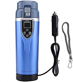 Electric Smart Car Heating Cup Multifunction Travel Portable Teakettle Hot Water Cup Electric Kettle Boiling Water Bettle Travel Use (DC12V/24V)(Blue)