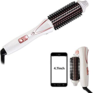 Hair Curling Brush Travel Brush Hot Folding Portable Dual Voltage 100-240V 2 Plugs for USA Europe Heated Ceramic Iron Hair Straightener Brush MCH Heating Technology Anionic Hair Care SU001WH