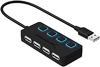 Sabrent 4-Port USB 2.0 Hub with Individual LED lit Power Switches (HB-UMLS)