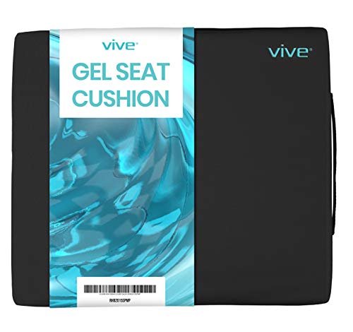 Vive Wheelchair Cushion - Gel Seat Pad for Coccyx, Orthopedic Back Support, Sciatica & Tailbone Pain Relief - Waterproof Cover + 4 Layer Foam Support and Comfort - for Pressure Sores and Ulcers