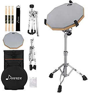 Donner Drum Practice Pad With Snare Drum Stand Kit, Including 12 Inches Double Sided Drum Pad, Drumsticks, Adjustable Stand Fits 10''-14'' Dia Drums