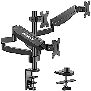 MOUNTUP Triple Monitor Stand Mount - 3 Monitor Desk Mount for Computer Screens Up to 27 inch, Triple Monitor Arm with Gas Spring, Heavy Duty Monitor Stand, Each Arm Holds Up to 17.6 lbs, MU0006