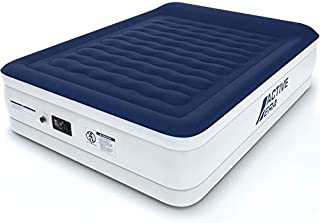 Active Era Luxury Queen Size Air Mattress with Built-in Electric Pump and Raised Pillow - Elevated Inflatable Double High Air Bed with Structured I-Beam Technology, Height 22