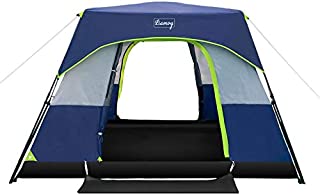 6-Person Tent for Camping Waterproof Windproof Family Easy Setup Cabin Tent with Top Rainfly, Double Layer,4 Large Mesh Windows,2 Mesh Door,Provide 2 pcs Gate Mat Camping Tent-10'X9'X78''(H)