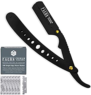 100 BLADES + Facón Professional Classic Straight Edge Barber Razor - Salon Quality Cut Throat Shavette