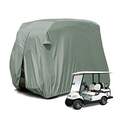 2020Upgraded Outdoor Golf Cart Cover Compatible with EZ GO,Club Car, Yamaha, Movaland Custom Cart Cover with 300D Material + Extra PVC Coating Waterproof Dust Prevention (Grey)