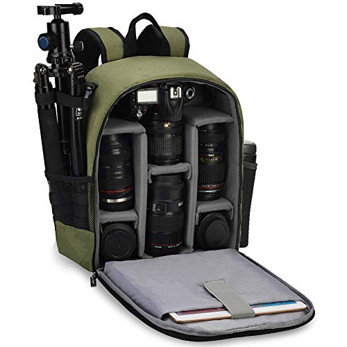 CADeN Camera Backpack Bag Professional for DSLR/SLR Mirrorless Camera Waterproof, Camera Case Compatible for Sony Canon Nikon Camera and Lens Tripod Accessories Green