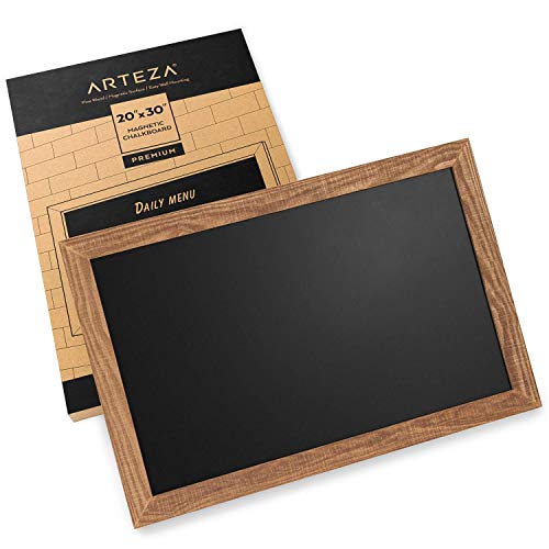 Arteza 20x30 Inch Magnetic Chalkboard for Walls, Easy to Mount, Rustic Pine Wood Frame, Black Chalk Board Sign, Office Supplies for Kitchens, Cafes, Stores & Special Events