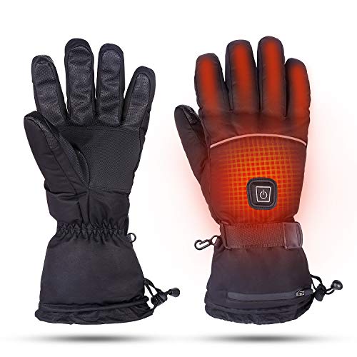 BRIGENIUS Heated Gloves, Winter Gloves for Men and Women, 3 Heating Levels Electric Rechargeable Touchscreen Waterproof Heated Gloves for Skiing Motorcycle Snowboarding Fishing Hiking Climbing