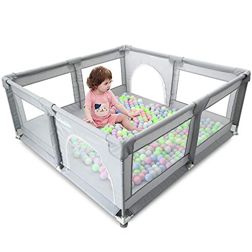 Arkmiido Large Kids Activity Center, Indoor & Outdoor Large Baby Playpen with Anti-Slip Base,Sturdy Safety Kid's Fence for Infants Toddlers with Super Soft Breathable Mesh