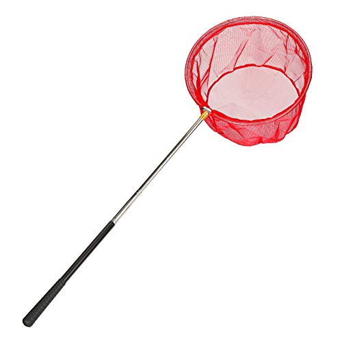 RESTCLOUD Bait Net and Fishing Landing Net with Telescoping Pole Handle Extends to 59 inches (Red)