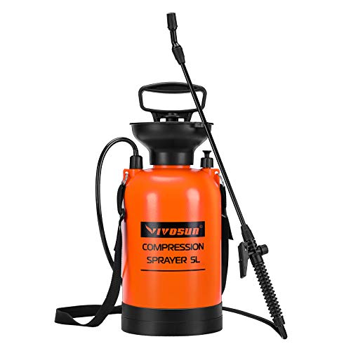 VIVOSUN 1.3 Gallon Lawn and Garden Pump Pressure Sprayer with Pressure Relief Valve, Adjustable Shoulder Strap