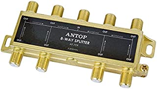 ANTOP ANTENNA 8541719146 8 Way TV Signal Splitter,ANTOP Digital Coax Cable Splitter 2GHz- 5-2050MHz High Performance for Satellite/Cable TV Antenna