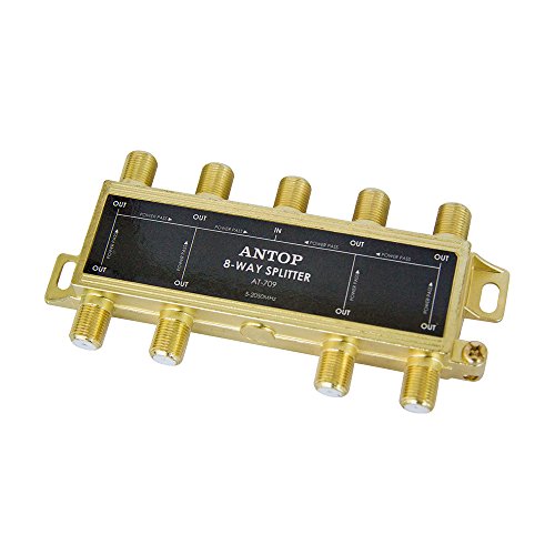 ANTOP ANTENNA 8541719146 8 Way TV Signal Splitter,ANTOP Digital Coax Cable Splitter 2GHz- 5-2050MHz High Performance for Satellite/Cable TV Antenna