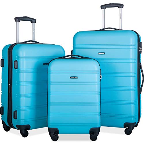 Merax 3 Pcs Luggage Set Expandable Hardside Lightweight Spinner Suitcase with TSA Lock [Upgraded Version](Skyblue)