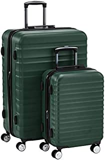 AmazonBasics Premium Hardside Spinner Suitcase Luggage with Wheels - 20-Inch, 28-Inch, Green