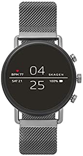 Skagen Connected Falster 2 Stainless Steel Magnetic Mesh Touchscreen Smartwatch, Color: Gunmetal Grey (Model: SKT5105)