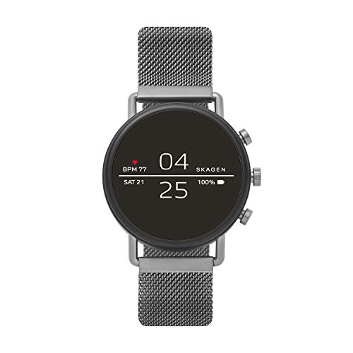 Skagen Connected Falster 2 Stainless Steel Magnetic Mesh Touchscreen Smartwatch, Color: Gunmetal Grey (Model: SKT5105)