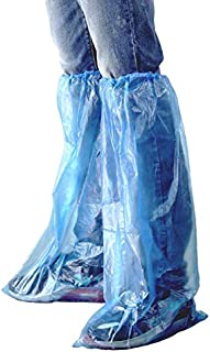 IwIeIaIrI Disposable Shoe Covers 60 Pack (30 Pairs) Blue Rain Shoes and Boots Cover Plastic Long Shoe Cover Clear Waterproof Anti-Slip Overshoe for Women Men Water Boots Cover Rainy Day Use Cover