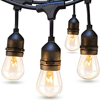 48 FT ADDLON Outdoor String Lights Commercial Grade Weatherproof Strand Edison Vintage Bulbs 15 Hanging Sockets, UL Listed Heavy-Duty Decorative Cafe Patio Lights for Bistro Garden