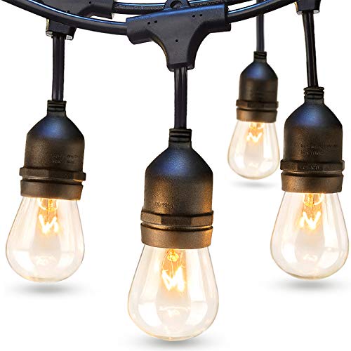 48 FT ADDLON Outdoor String Lights Commercial Grade Weatherproof Strand Edison Vintage Bulbs 15 Hanging Sockets, UL Listed Heavy-Duty Decorative Cafe Patio Lights for Bistro Garden